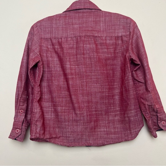 Boys 3t Craft And Flow Red maroon Button Down Shirt With Collar Blue lining - Picture 4 of 9